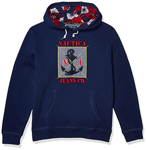 Nautica Jeans Co. Men's Graphic Print Hoodie, J Navy, Large