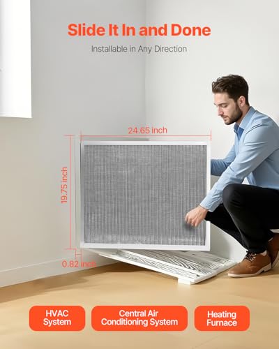 VEVOR Elektrostatischer Luftfilter, 501,65x626,11x20,8mm, Ersatz Filter, waschbarer & wiederverwendbarer Aluminium-AC/HVAC-Ofenfilter, MERV 8, lange Lebensdauer, gesünderes Zuhause oder Büro