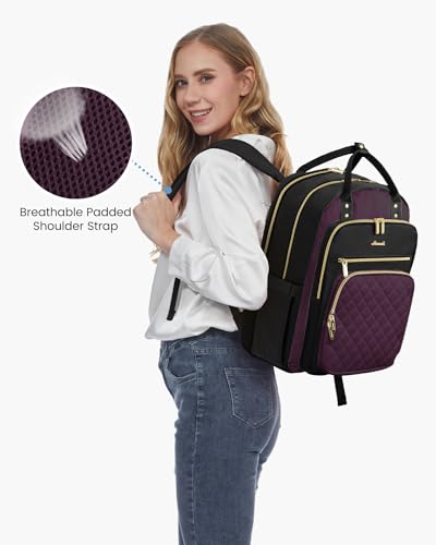 Image of LOVEVOOK Laptop Backpack for Women with Separate Laptop Compartment, 15.6 inch Water Resistant Lightweight Daypacks for College Travel Work Business, Nurse Teacher Computer Bags