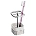 InterDesign Gia Toothbrush Holder Stand for Bathroom Vanity Countertops - White/Brushed