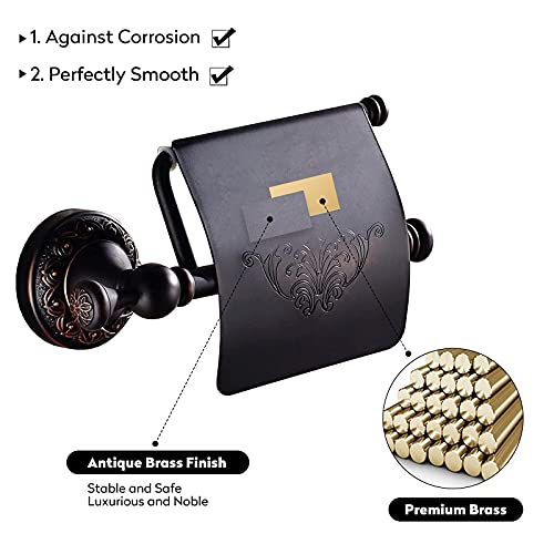 Leyden Bronze Toilet Paper Holder, Oil Rubbed Bronze Tissue Roll Holder Storage With Cover For Bathroom #TOP3