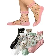IYOU Jahrgang Schier Knöchelsocken Rosa Blume Mesh-Socken Draussen Gruppe Transparent Lässige Soc...