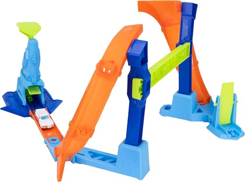 Image of Hot Wheels Toy Car Track Set, Flip & Jump Through the Corkscrew Loop with a 1:64 Scale Toy Car, Speed Snap Track & Adapters, Compresses for Storage