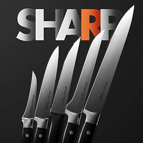 Emojoy 22-Piece Kitchen Knife Set With Block, Include 2-Pair Chef Knives, Carving Fork And Sharpener (Dual-Chef Sets) #TOP3