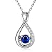 Caperci Sterling Silver Created Blue Sapphire Diamond Accent Infinity Pendant Necklace for Women, 18''