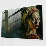 Rembrandt Glass Art - Dramatic Portrait Of A Woman - Rembrandt, Modern Art, Dramatic, Woman, 28' x 20'