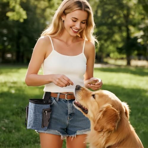 Leckerlitasche für Hunde, Rudelkönig, Gassi Tasche Hund, Futterbeutel Hund, Praktische Gassi Tasche Hund für das Hundetraining, Futterbeutel Hund mit Kotbeutelspender zum Umhängen