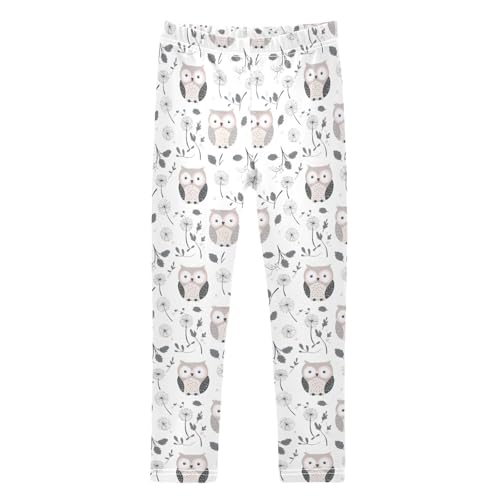 Girls Leggings Soft Toddler Ankle Length Bottoms Cute Owl Kids Dance Yoga Pants 4-10 Years