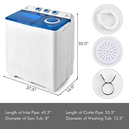 image for COSTWAY, Twin Tub 26lbs Capacity Laundry, 18lbs 8lbs Spinner Combo wit