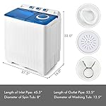 COSTWAY, Twin Tub 26lbs Capacity Laundry, 18lbs 8lbs Spinner Combo with Timer Knobs, Built-in Drain Pump, Compact Washer for Home Dorm Apartment (Blue+White) portable washing machine - Image 5