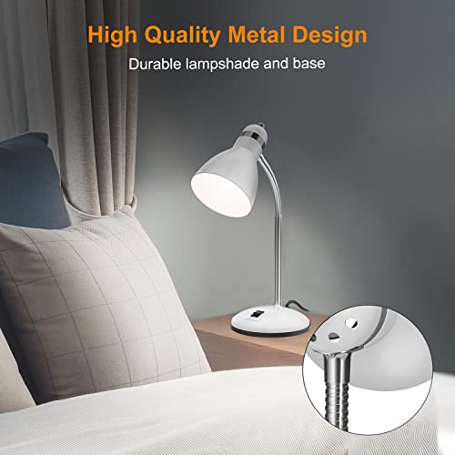 Lepower Metal Desk Lamp, Adjustable Goose Neck Table Lamp, Eye-Caring Study Desk Lamps For Bedroom, Study Room And Office (White) #TOP1