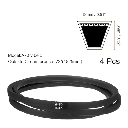 Image of uxcell 4pcs A70 or 4L720 Classic Wrapped Rubber V-Belt, 70 inch(1775mm) Inside Circumference, A Profile V Belt