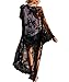 Produktbild L-Peach Damen Spitze Blumen Langes Kleid Strandkleid Pareo Kimono Cover ups One Size