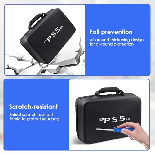 Image of New World Storage Bag for PS5 Slim, For PS5 Slim Storage Bag Travel bag Carry Case ,Waterproof Shoulder Bag for Playstation 5 Slim Disc and Digital with Both Side Storage Compartment