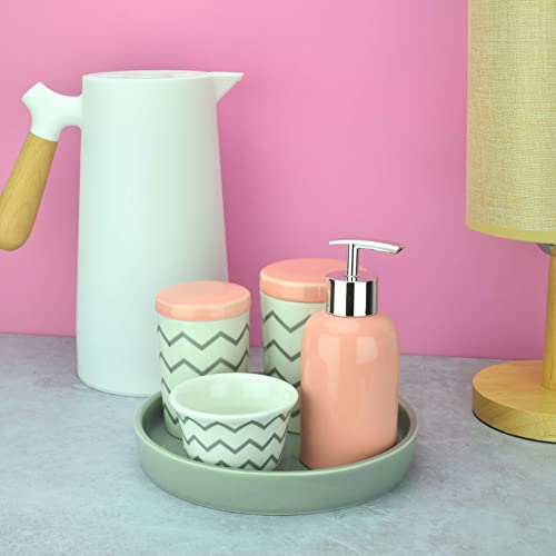 Kit Higiene para Bebê em Porcelana Rosa 5 Peças