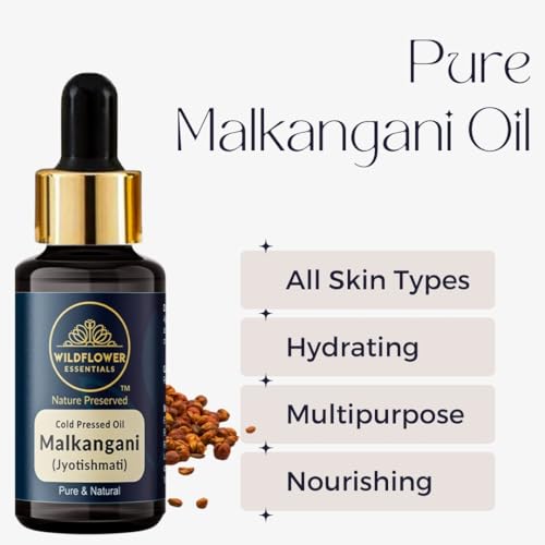 Image of Malkangani Oil (Jyotishmati) Pure & Natural Cold Pressed Carrier Oil (Celastrus paniculatus) For Hair, Skin, Body, Face 30ml