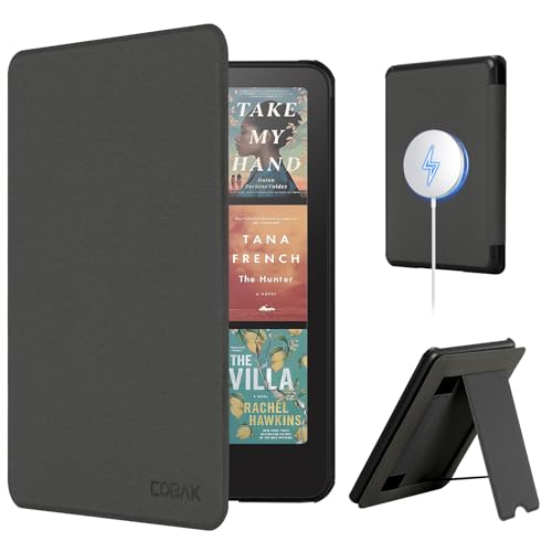 CoBak Lightweight Stand Case for 7" Kindle Paperwhite 12th Gen 2024 and Kindle Colorsoft with Right Hand Strap - Compatible with iPhone MagSafe, for Samsung/Belkin/Anker Wireless Charging Pads