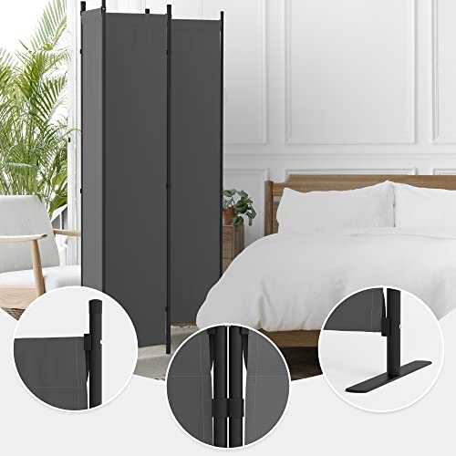 Room Divider, 4 Panel Folding Privacy Screen, 88” Portable Separating with Metal Feet, Partition Room Dividers, Lightweight Freestanding Wall Divider Screen for Office Bedroom Hospital(Grey, 4 Panel)