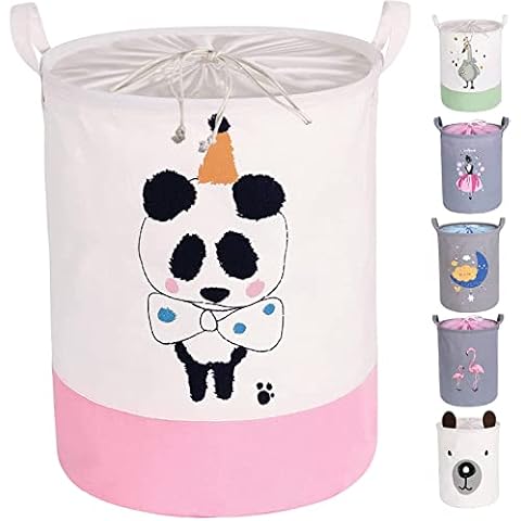 41L Laundry Basket, Storage Baskets for Children's Room, Linen Foldable Storage Baskets for Children's Toys, Nursery, Home, Gift Basket, Office, Bedroom (Panda) Cover
