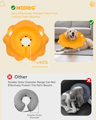 Image of MIDOG Inflatable Dog Cone, Lion Mane Recovery Collar, Medium