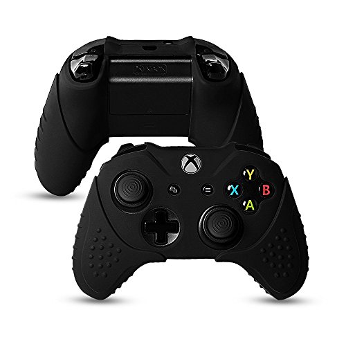 Chinfai Xbox One S/X Controller Grip Skin Anti-Slip Silicone Protective Cover Case For Xbox 1 Controller With 4 Set Thumbstick Caps (Black) #TOP3