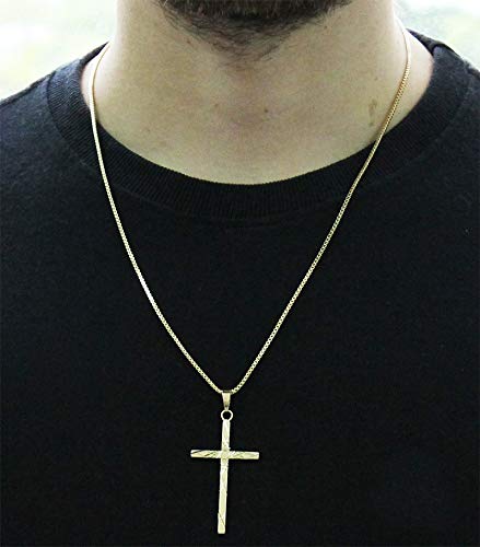 Kit Pingente Cruz com Corrente Veneziana 1,5mm e 60cm Folheado a Ouro 18k