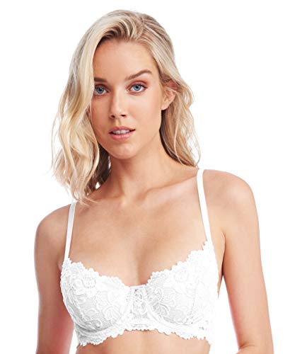 Emma Underwire Lace Bra, Unpadded Sheer Lingerie For Women, Perfect Everyday Balconette Demi Bra (34B, White) #TOP13