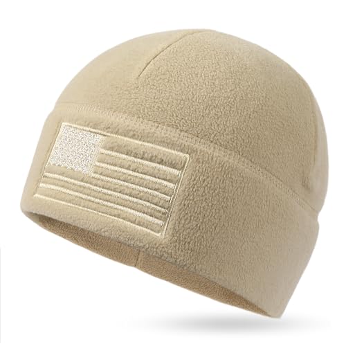OUTDOOR SHAPING American Flag Fleece Watch Cap, USA Multi-Season Army Military Tactical Beanie, Winter Warm Beanie