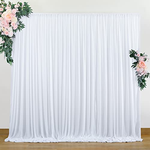 10 ft x 10 ft White Wrinkle-Free Backdrop Curtains, 2 Panels