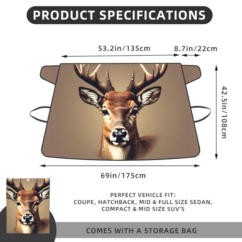 Protector de parabrisas para invierno con diseño de ciervo ideal para heladas mañaneras 5