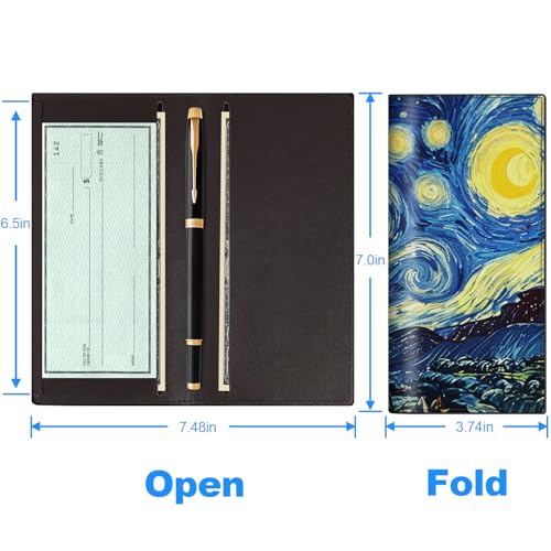CASMONAL Checkbook Covers for Personal Checkbook, PU Leather Check Book Covers for Women & Men – Fashionable Print Design