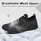Mens Womens Slip On Trainers Casual Nordic Walking Shoes Breathable Running Shoes Nurse Work Shoes Lightweight Tennis Shoes Soft Mesh Gym Workout Sneakers Black Grey EU43 Convert UK9 - Image 3