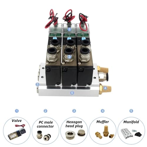 Electrovanne 4V210-08 5 voies distributeur pneumatique AC220V 5 stations