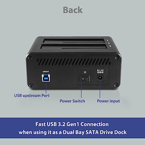 NexStar JX, USB 3.2 Gen1, Dual Bay Dock for SATA III Drive with Clone Function, USB 3.2 Gen1 (NST-D258S3-BK),Black - Thumbnail 4