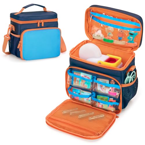 Image of Carrying Case Compatible with Little Tikes Story Dream Machine Books Starter Set, Toy Storage Bag with Handle and Shoulder Strap for Storybook, Character, Accessory, Blue, Bag Only, Patented Design