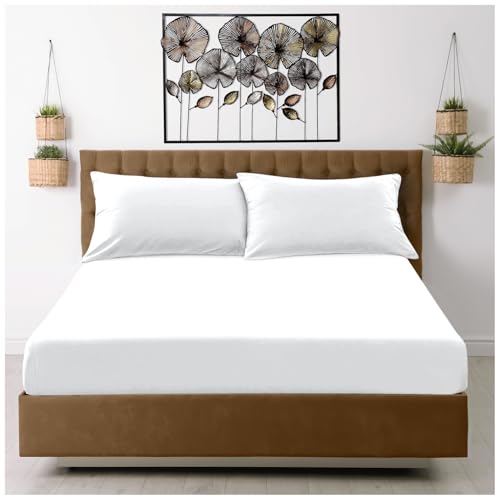 GC GAVENO CAVAILIA Fitted Sheet Single Bed (91 x 190cm) - White Bedding Sheets - Plain Dyed Microfiber Bed Sheets Single - (10 inch) 25cm Deep Pocket Bottom Sheet - Easycare - Wrinkle & Fade Resistant
