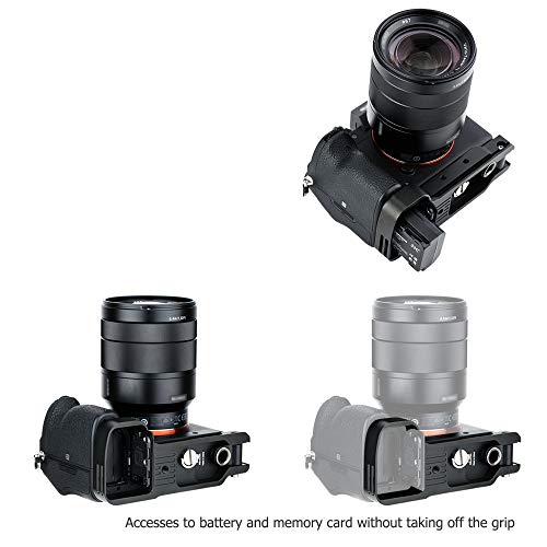 Image of JJC GP-X1EM Grip Extension Metal Bracket for Sony A7V A7IV A7III A7RV A7RIV | for A7 V IV III II A7R5 A7R III II A7SIII A9 II A1, Arca Swiss Quick Release Base with 1 /4 inch-20 Tripod Hole & Cold Shoe Mount