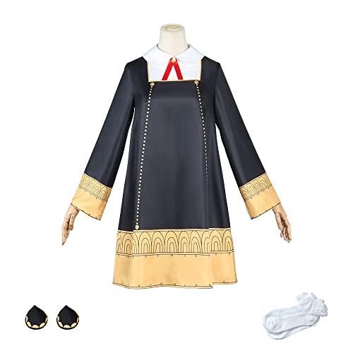 OSIAS Spy Family Traje de Cosplay de Anya Disfraz Anya Forger Vestir Oro Negro(M)