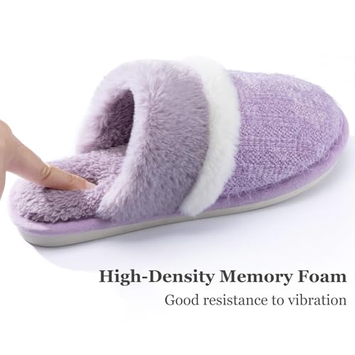 MAXTOP House Slippers for Women Fuzzy Memory Foam Cute Comfy Fluffy Slippers Slip on Anti-Skid Gifts for Women Mom Indoor and Outdoor Size 5 6 Light Purple — view 4