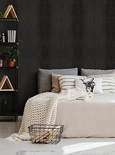 Crocodile Peel And Stick Wallpaper (Black, 6 Sheet Pack - 2X9 Feet) #TOP1