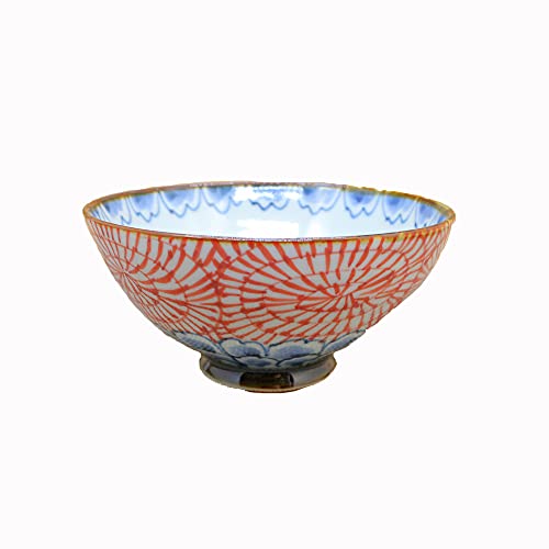 茶碗 有田焼 波佐見焼 花弁タコ唐草茶碗(小・赤) 小さめ 唐草柄 1個入り|和食器 陶器 飯碗 三階菱