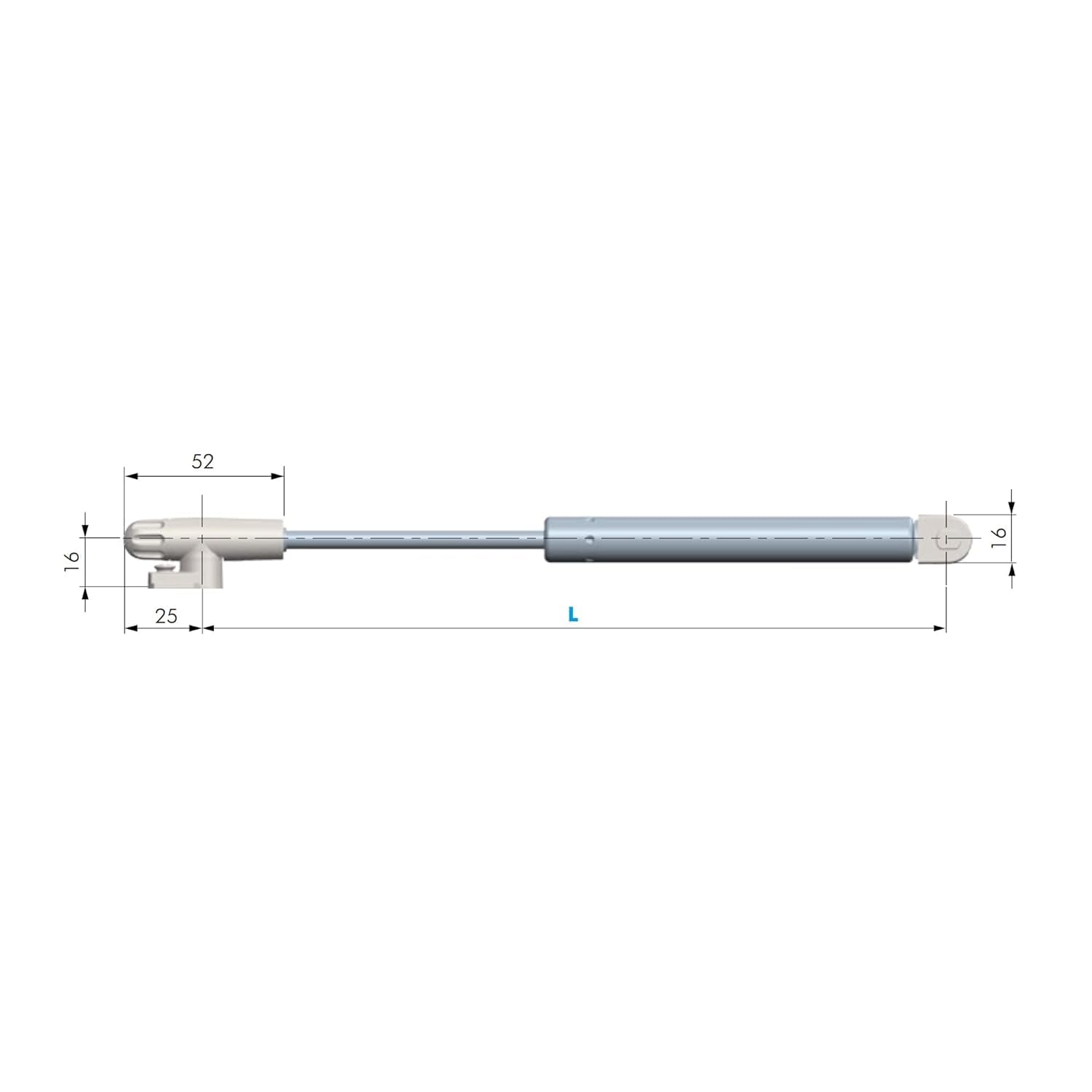 PISTONE A GAS PER PENSILI KRABY FRIZIONATO LIVENZA (VARIE MUSIRE E NEWTON DIPSONIBILI) (480 mm 120 N, Grigio)