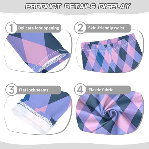 Toddler Girls Leggings Printed Yoga Pants Leggings Purple and Blue Checkered for Kids3