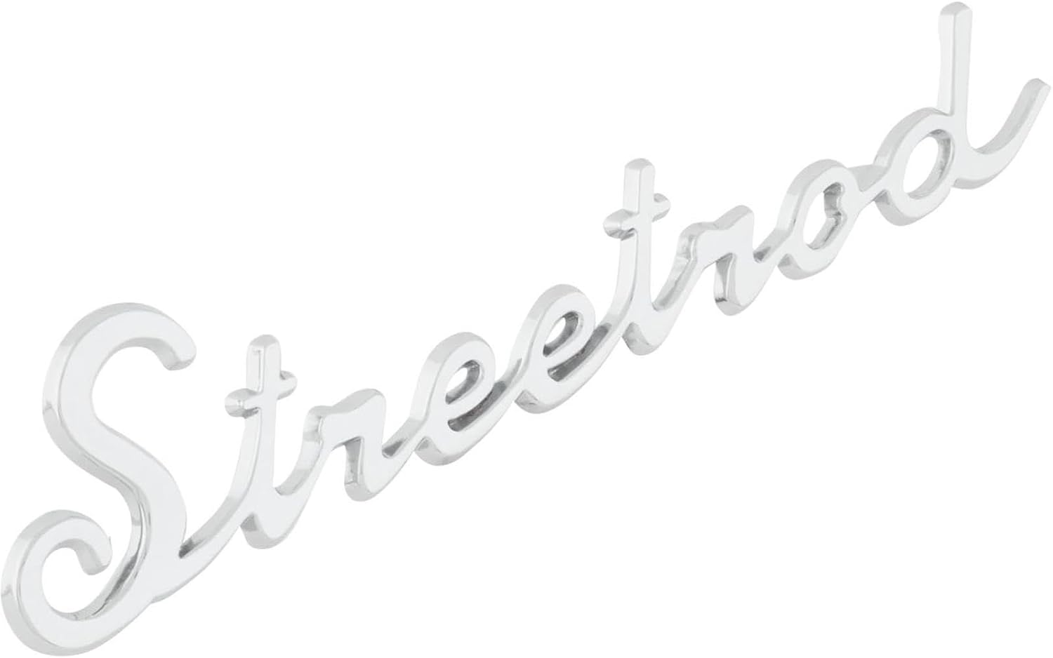 Speedway Motors Street Rod Script Emblem Triple Chrome Plated Universal Fit Badge with Mounting Clips 7 Inch Length 1-5/8 Inch Height Stud Mount Classic Hot Rod Custom Exterior