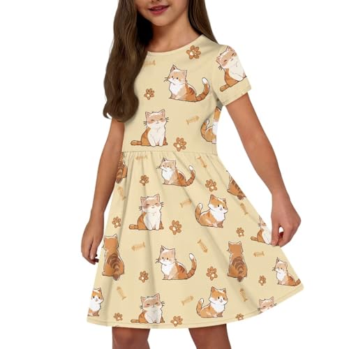Image of Short Sleeve Dress for Girls with Pockets Cute Toddler Girl Clothes Summer 2-12