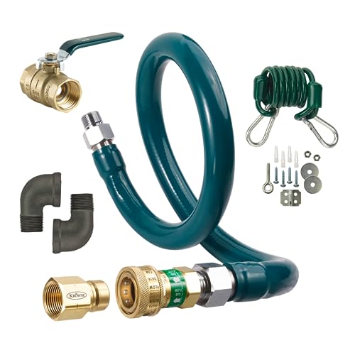 Krowne M12524K Royal Series - Kit de conexión de gas móvil, diámetro interior de 1-1/4 pulgadas, 24 pulgadas de largo, tubo corrugado de acero inoxidable y envoltura radial con revestimiento de PVC