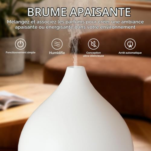 SALKING Diffuseur d’Huiles Essentielles Ultrasonique, Humidificateur d’Air Électrique 100 ML, Diffusion Silencieuse, Lumière Chaude avec Arrêt Automatique, pour Chambre, Yoga et Massage, Pack de 2 - 4