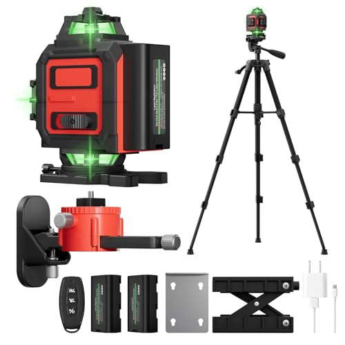 Image of Laser Level, 4D 16 Lines 4x360Self-Leveling Green Beam with Tripod & Remote, Cross Line Construction Tool for Flooring, Renovation and Home Projects