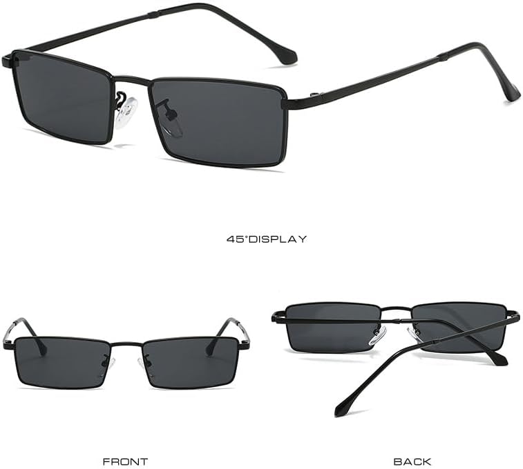 Small Y2K Narrow Rectangle Sunglasses Womens Mens Retro 80s 90s Sun glasses UV400 Sunnies - Image 7