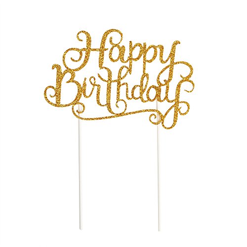 Palasasa Happy Birthday Cake Toppers Gold Glitter Letters"Happy Birthday"And Love Star,Party Decor Decorations,Set Of 7 (Gold) #TOP4